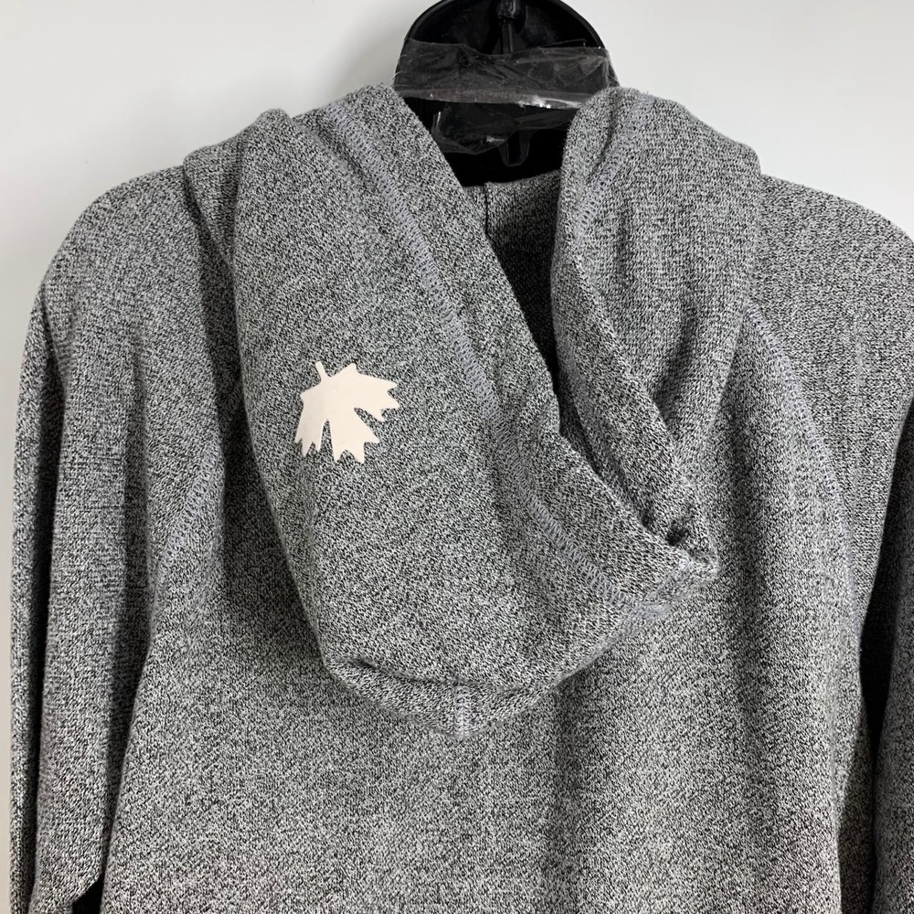 Roots Gray Heathered Fleece Logo Hoodie Dress Size M Medium - Picture 3 of 13